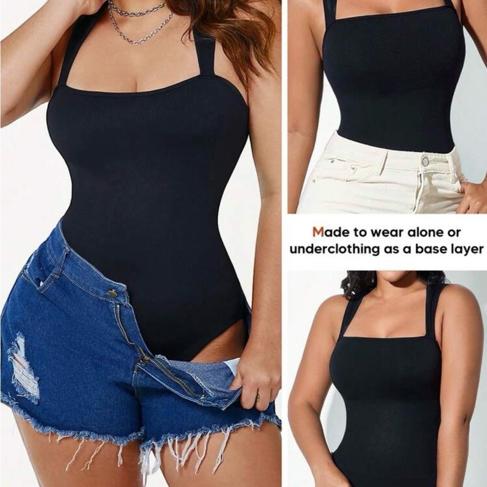 Women's Black Ribbed Bodysuit